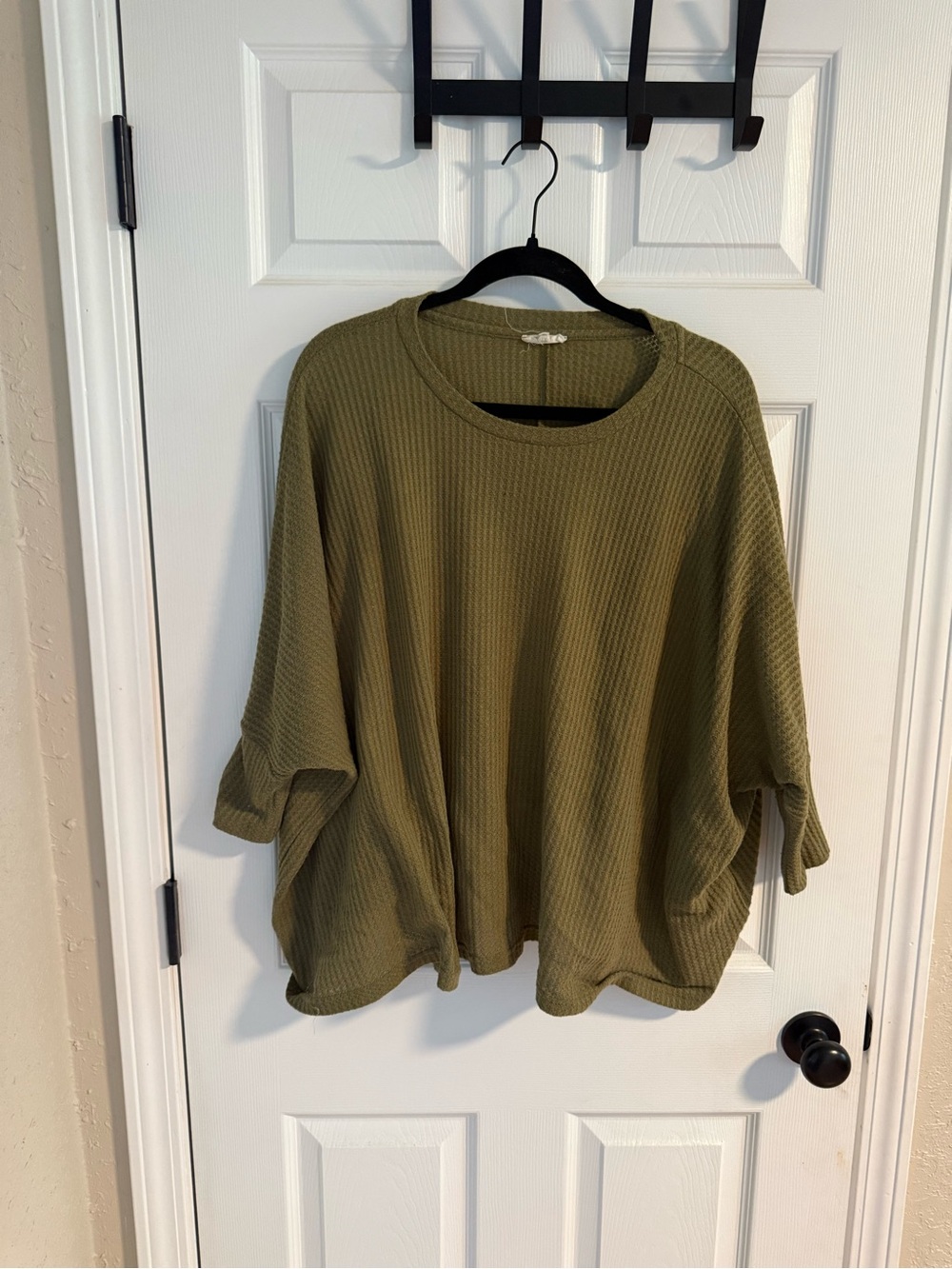 Olive Green Waffle-Knit Women's Sweater